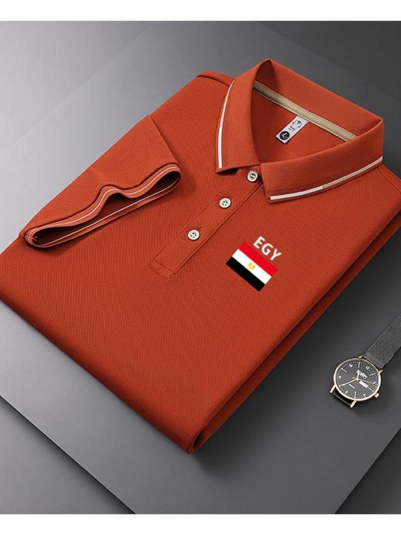 Men's Casual Summer Print T-Shirt, Iceland Flag Design, Geometric Pattern, Lightweight Breathable Polo Shirt, Short Sleeve Top