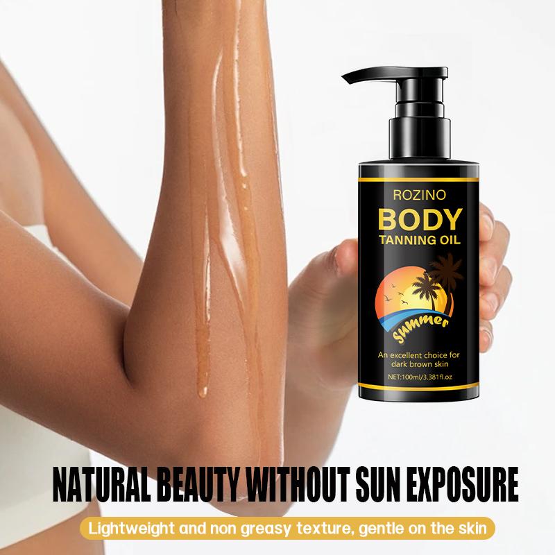 ROZINO Body Tanning Oil - Summer - Ready Sun - Kissed Skin Sunless Self Tanner Bronzing Lotion