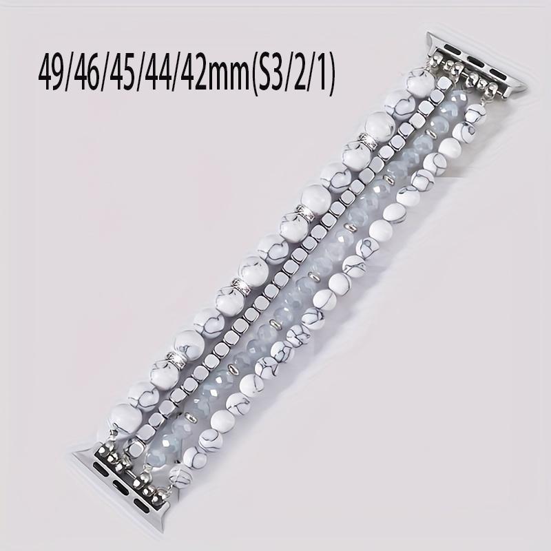 Elegant Synthetic Stone & Crystal Glass Elastic Strap for Apple Watch 38-49mm, Women's Jewelry Band Compatible with All Models, Watch Straps, Smart Watch Accessories