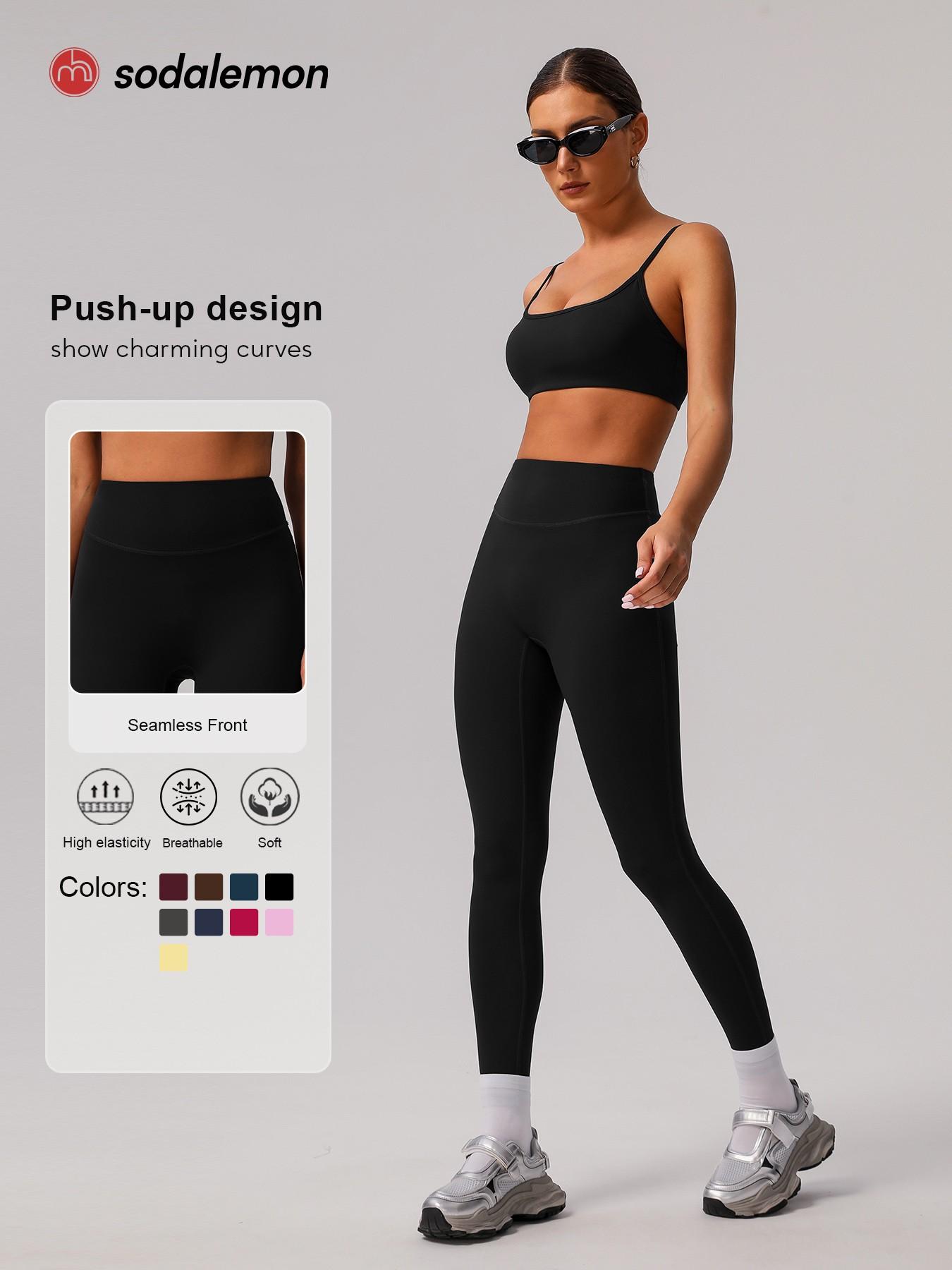 Two-piece Set Women's Solid Racer Back Crop Sports Bra & High Waist Leggings, Yoga Bottoms, Tracksuit Set, Quick Drying Breathable Comfortable for Yoga Gym, Workout Running Clothes, Ladies Sportswear for All Seasons, Workout Sets Women