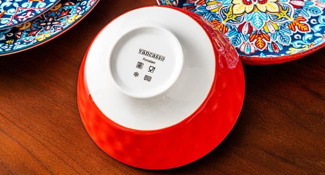 vancasso Simi Boho Dinnerware Set for 4, Artisanal Ceramic Dish Set with 10.5" Dinner Plate, 8.5" Dessert Plate, 26oz Pasta Bowl, and 32oz Cereal Bowl