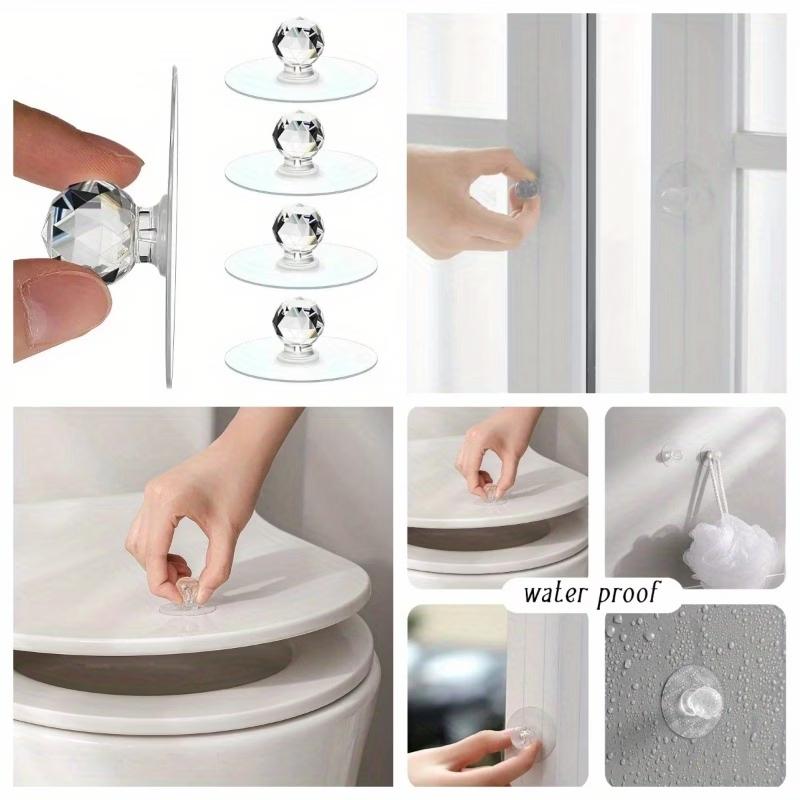 10PCS Clear Crystal Cabinet Knobs, No-Drill Self-Adhesive Handles with Hook, Multi-Functional Design for Cabinets, Drawers, Wardrobes & Glass Doors