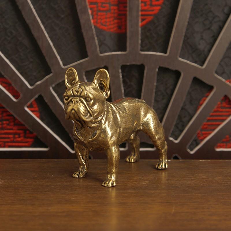 Brass Puppy Figurine Statue, Bull Terrier Metal 3D Model Decorative Item, Solid Vintage Puppy Ornament, Home Decoration Accessory