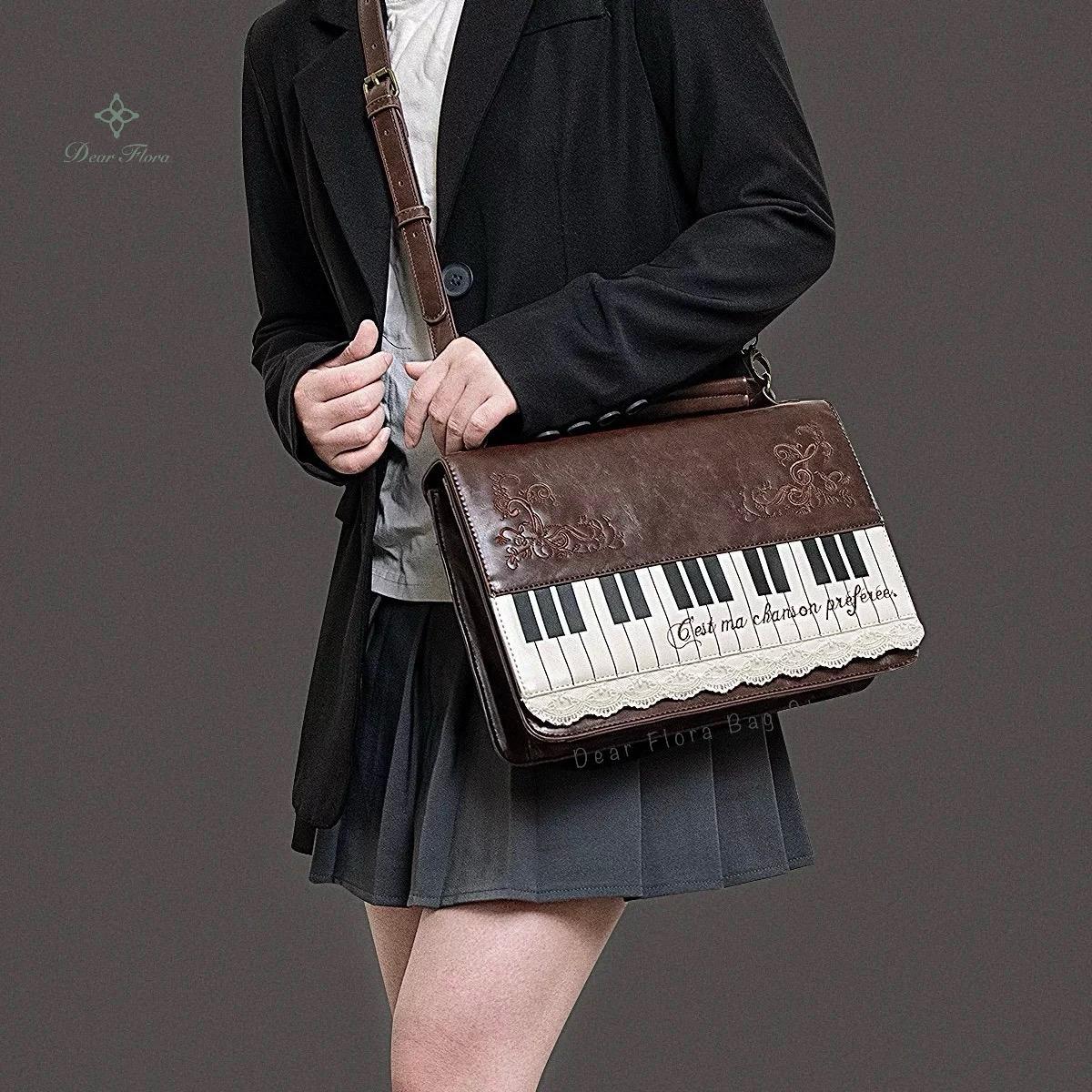 New Y2k Vintage Piano Shoulder Bag Womens Brown Crossbody Bag Girls Transparent Ita Bag Personalized Backpack Aesthetic Handbags