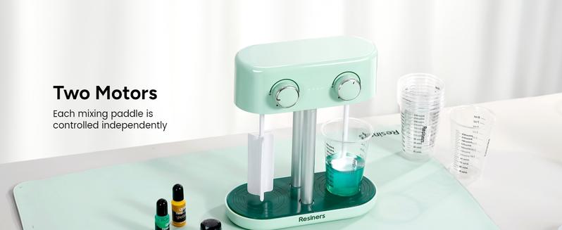 Resiners Dual-Head Resin Mixer（Silicone paddles）, Rechargeable Epoxy Mixer