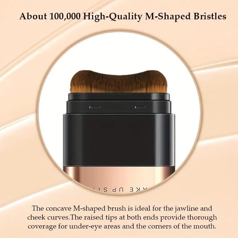 Dual-Ended Eraser Foundation Stick, Multi-Functional with Brush Head, Lightweight Foundation, Conceals Blemishes, Brightening, Natural Matte Finish