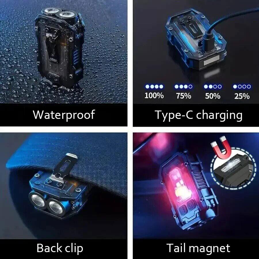 Wild Bright 1-pack keychain lamp, multi-functional magnetic flashlight, LED outdoor work high-brightness warning light, portable camping emergency multi-purpose lamp, strong magnetic adhesion, can be used as a hat clip lamp, suitable for outdoor camping.