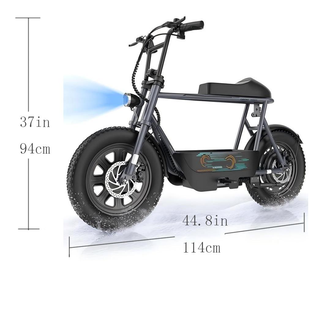 Caroma Peak 1200W Electric Scooters with Seat for Adults, 16" Fat Tire for All-Terrain, 30Miles Max Range, 20mph Top Speed, Commuter Ebike for Adults&Teens, Motorcycle Style with Carry Basket