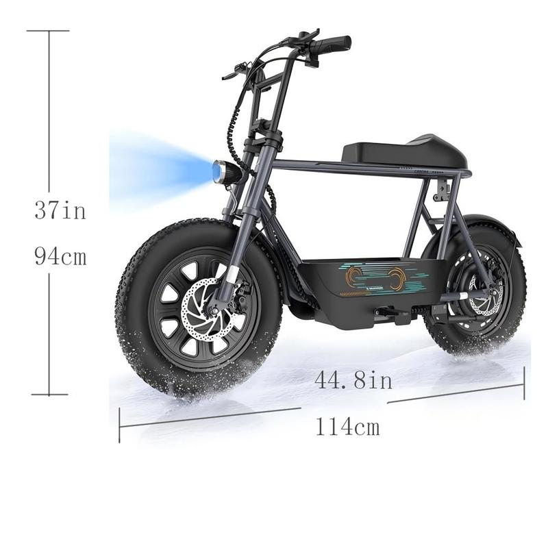 Caroma Peak 1200W Electric Scooters with Seat for Adults, 16" Fat Tire for All-Terrain, 30Miles Max Range, 20mph Top Speed, Commuter Ebike for Adults&Teens, Motorcycle Style with Carry Basket