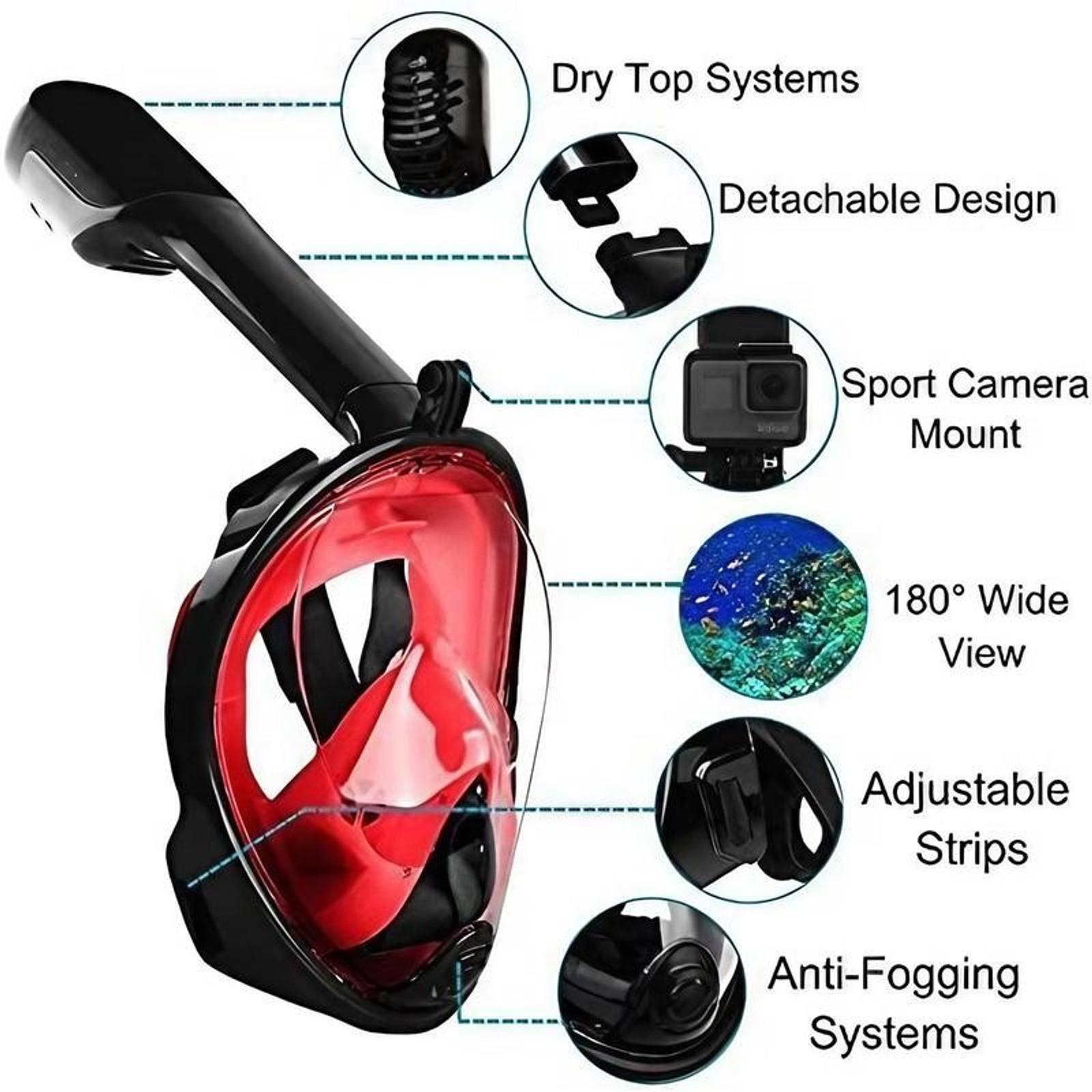 Silicone Snorkeling Mask Anti-Fog Anti-Leak Full Face Diving Goggles 180° Clear View Professional Snorkel Kit Pressure Resistant Safety Breathing System