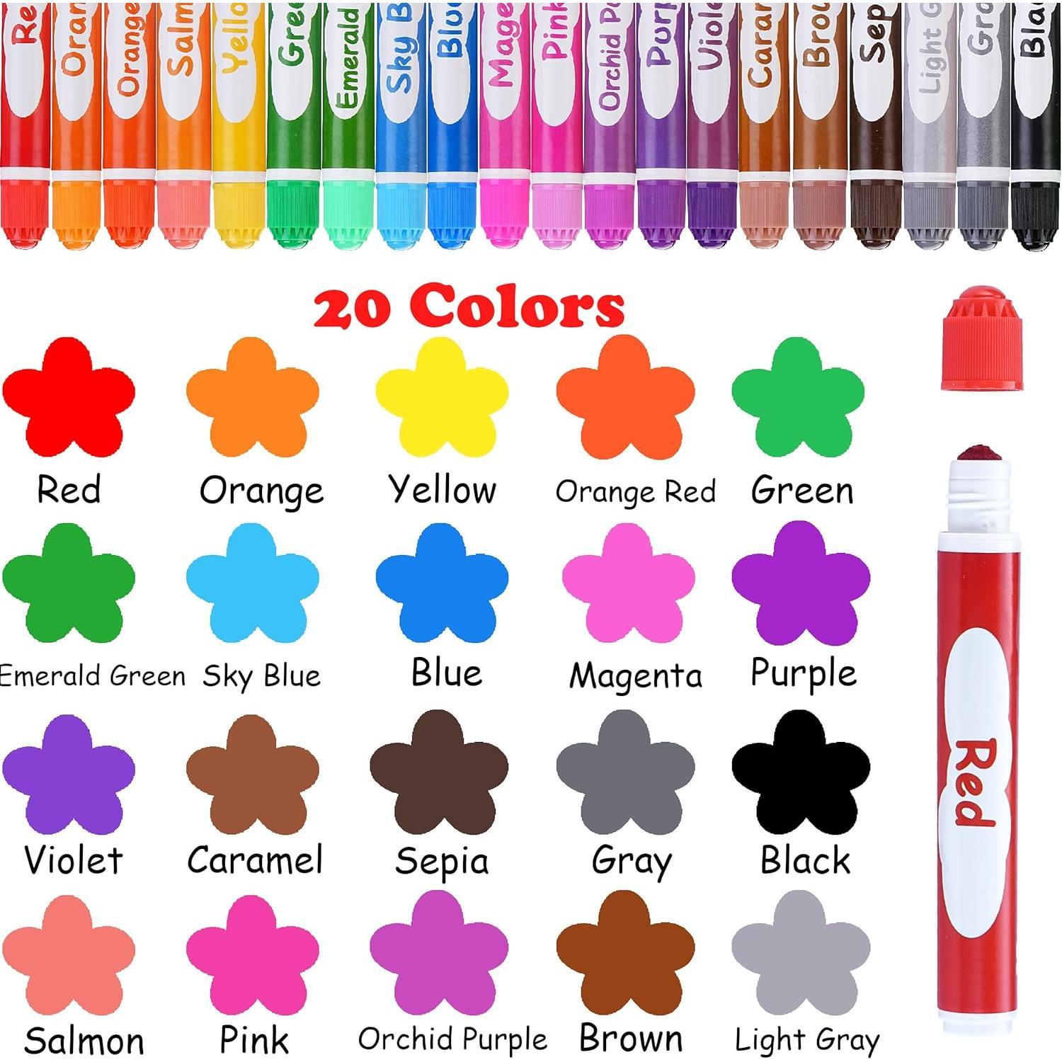 Dot Markers, 20 Colors Washable Dot  Markers for   ,  Daubers Supplies, Painting Art and Crafts Kits Coloring Set, Class Valentine  Art Party