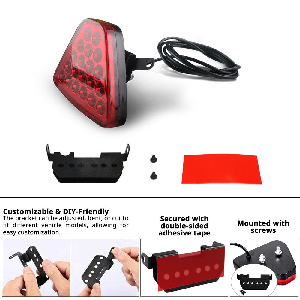 Triangle Shaped Car Rear Brake Light, Universal LED Red Warning Strobe Stop Safety Lamp for Motorcycle ATV Truck SUV, DRL Fog Rear Tail Third Brake Light, Car Lighting Accessories