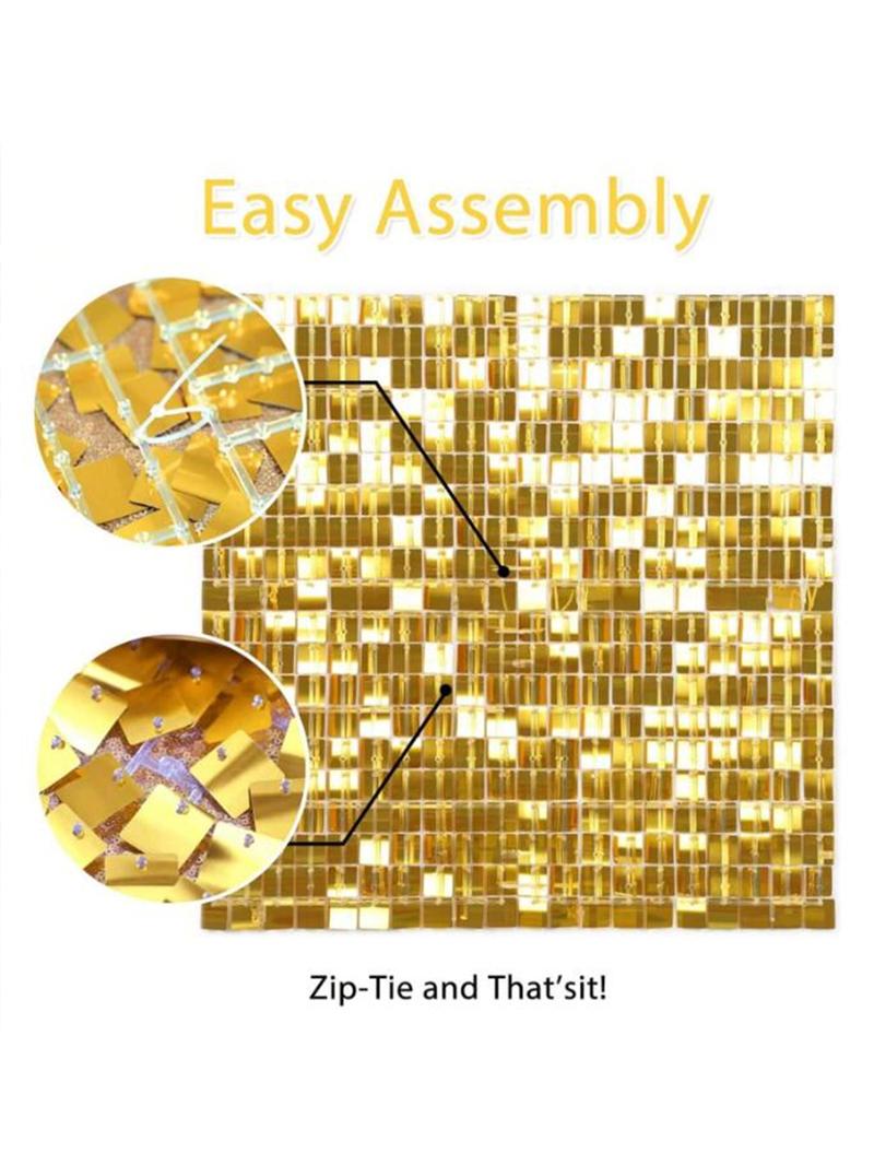 24/30/36/49pcs Large Shimmer Wall Backdrop Gold Square Glitter Panels DIY Wedding Anniversary Birthday Party Backdrop Decoration Photo Props Led Banners with Sequins and Ornaments 24/30/36/49pcs Large Shimmer Wall Backdrop Gold Square Glitter Panels DIY Wedding Anniversary Birthday Party Backdrop Decoration Photo Props Led Banners with Sequins and Ornaments