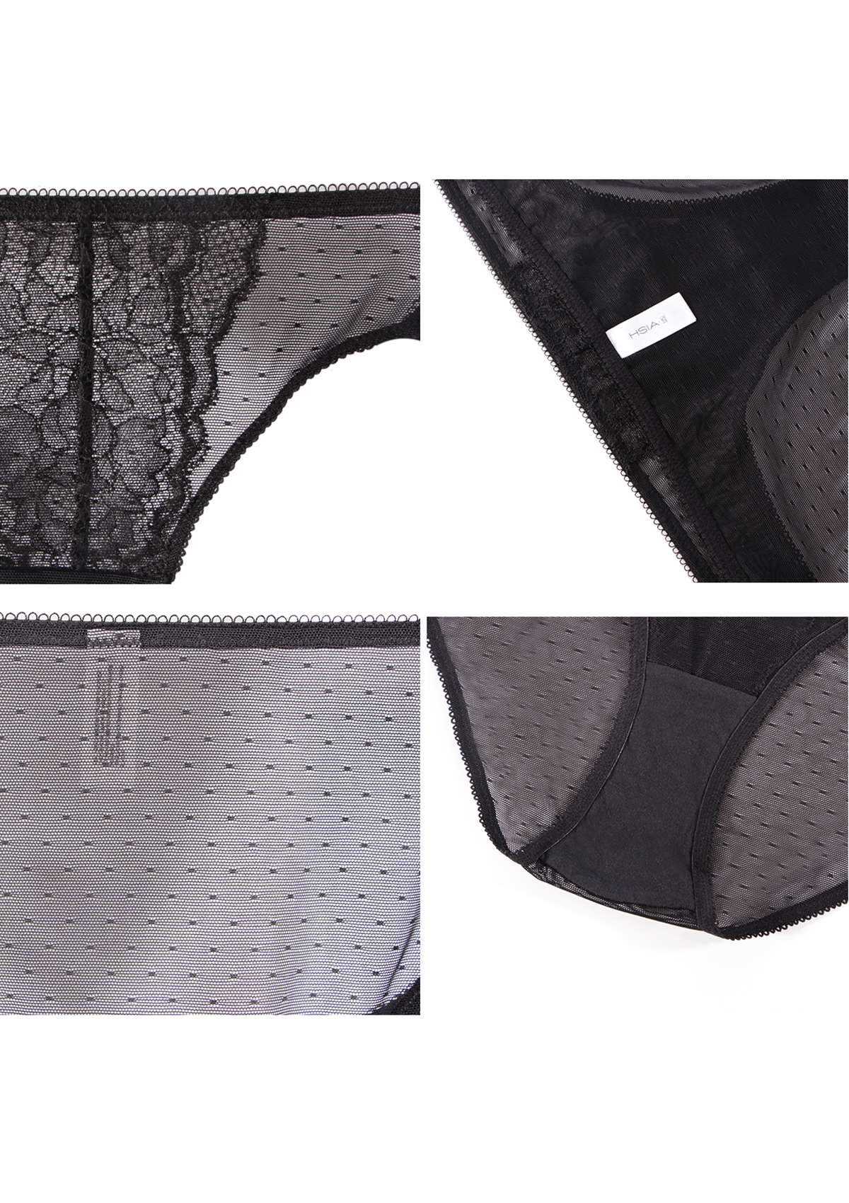 HSIA Enchante Floral Lace Sheer Mesh Back Mid-Rise Brief Matching Panty Underwear