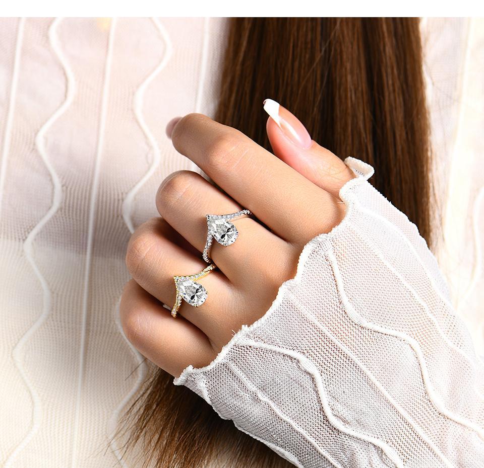 Pear Cut Synthetic Moissanite Ring 3CT D Color  VVS1  for Women Anniversary Gift Fine Jewelry R056