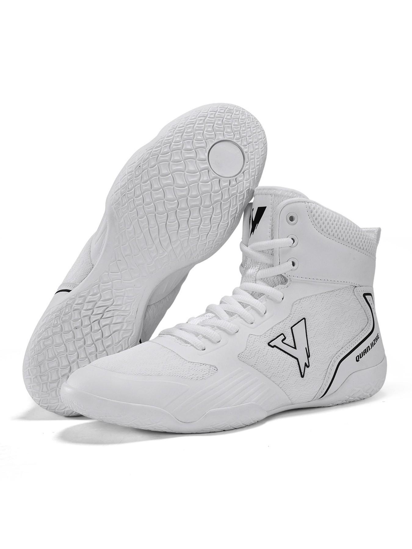 Men's Competition-Level Wrestling Training Shoes, High-Top Muay Thai Boxing Training Shoes, Sports Athletic Shoes, Ankle Reinforcement, Anti-Slip Grip Tread, Suitable for Professional Wrestlers and Combat Sports Enthusiasts, Sports Footwear