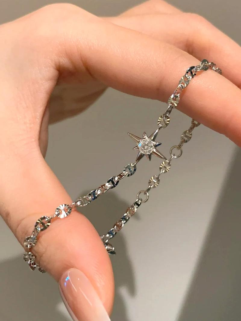 Elegant Zirconia Star Bracelet for Women, Stylish Daily Party Accessory, Versatile and Chic Gift Idea, Fashionable Ladies' Jewelry