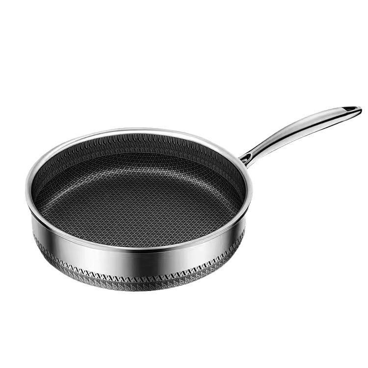 Full Honeycomb Mesh Stainless Steel Non-Stick Frying Pan Multi-Use Integrated Skillet Nonstick Coating Pan Durable Induction Cookware Wholesale Direct Factory Supply For Home Kitchen Cooking Steak Egg Pancake