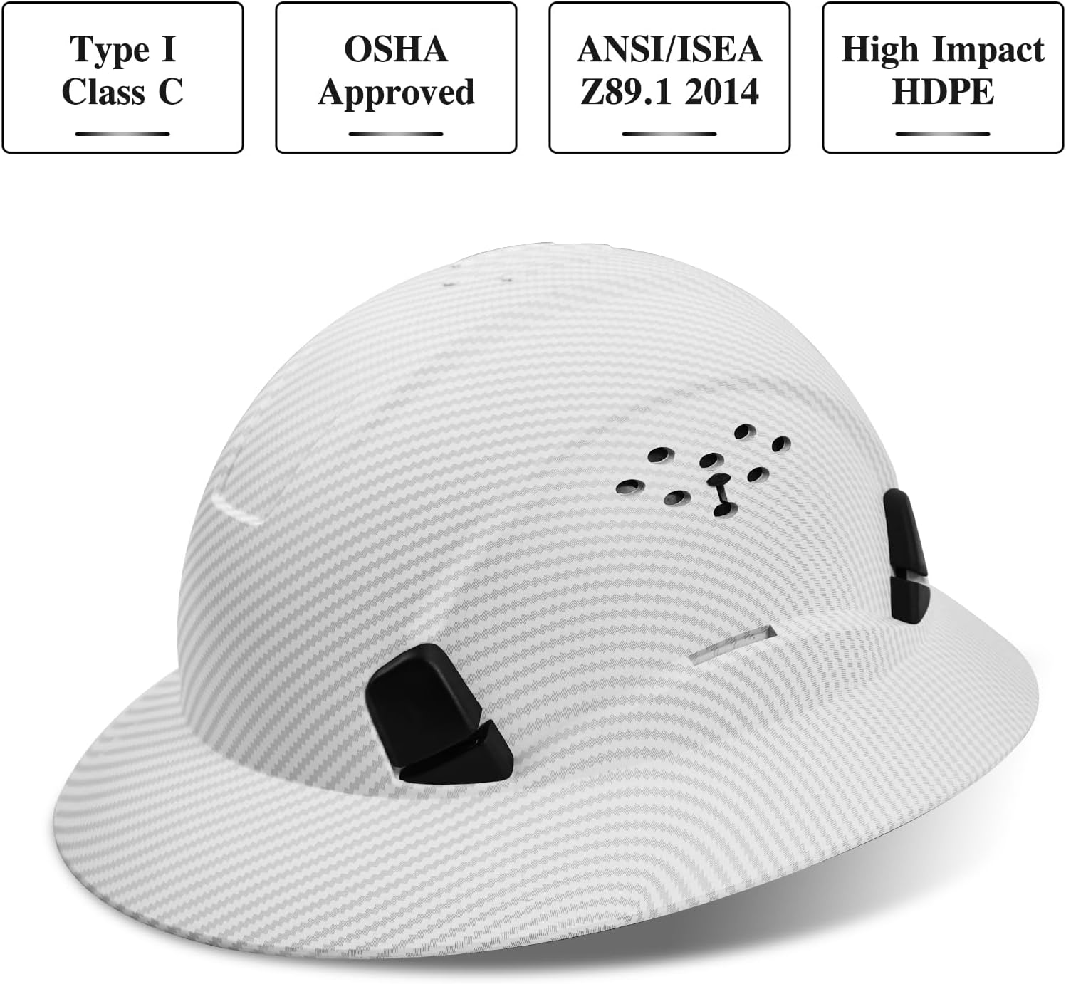 Full Brim Hard Hat construction , Vented Adjustable Lightweight Hardhat with Sunshade, 6-Point Suspension Ratchet Knob, Hard Hats for Men Women DIY Farm Warehouse