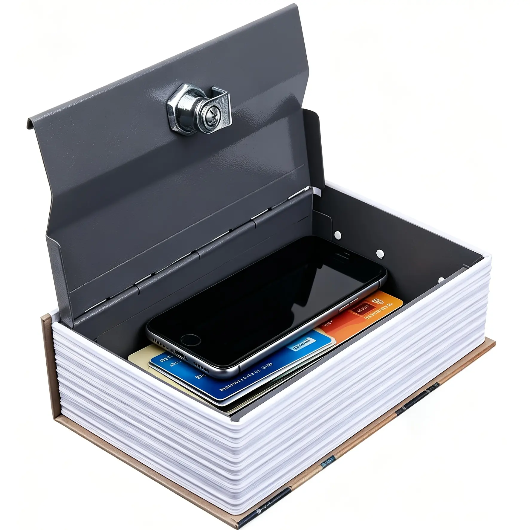 Desktop Hidden Bookcase Storage Box with Drawer, Key Lock and Piggy Bank Function for Storing Money, Jewelry, Confidential & Personal Belongings