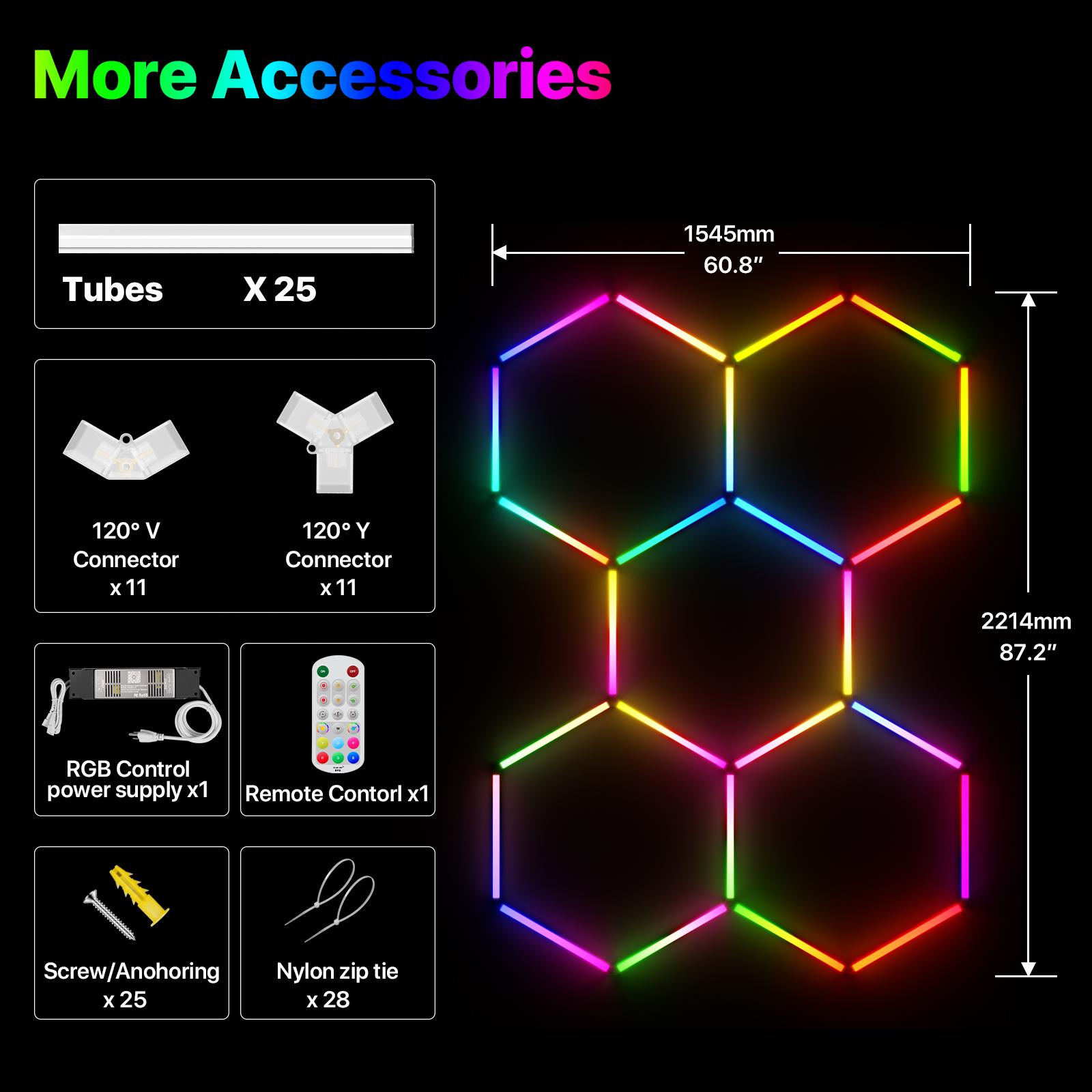 HYPERLITE RGB hexagonal light smart modular honeycomb light application, party office, garage light, LED wall decorative light, remote control, LED light, music synchronization, DIY color ceiling light Adjustable Lighting Options, SpringGlowUp