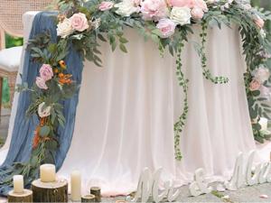 6 Pack Light Pink Cheesecloth Table Runner 23x120 inch Rustic Boho Gauze Table Runner 10 FT Long Sheer Cheese Cloth Fabric Table Runners for Romantic Wedding Bridal Shower Birthday Party Decor