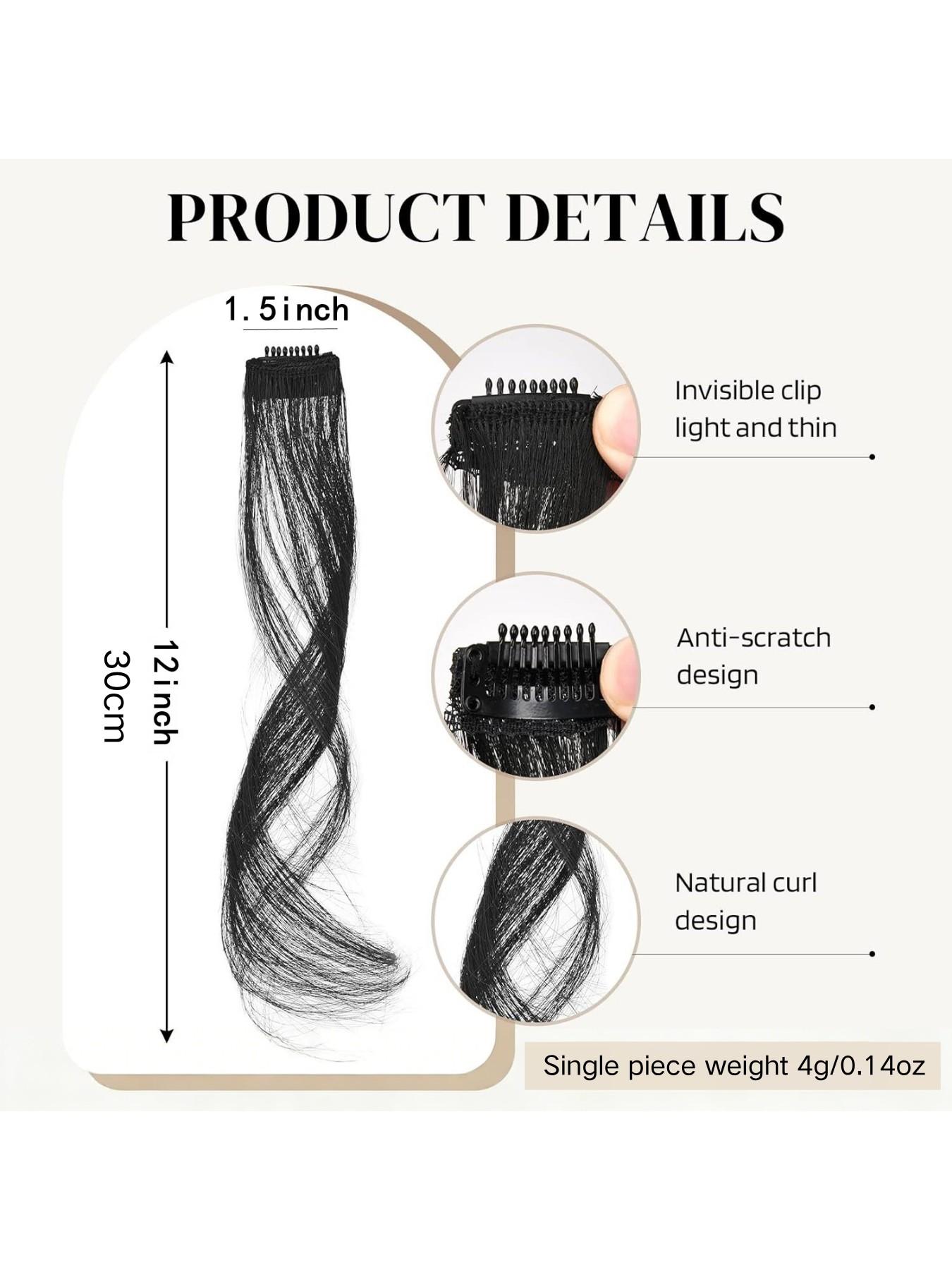 Dragon Whisker Bangs Synthetic Hair Clip, Slight Curl, Natural Face Shape, Suitable for Women, Daily Wear, Short Wigs, All Seasons