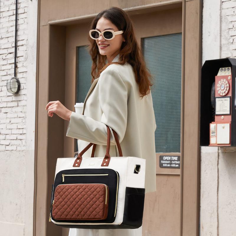 LOVEVOOK 15.6inch Laptop Bag for Women,Multi-pocket Teacher Work Tote Bag,Travel Tote Bag with Large Cup Holder,Waterproof and Scratch-resistant Large Capacity Diaper Bag,Fashion Portable Gym Bag,TikTokShopStockUp