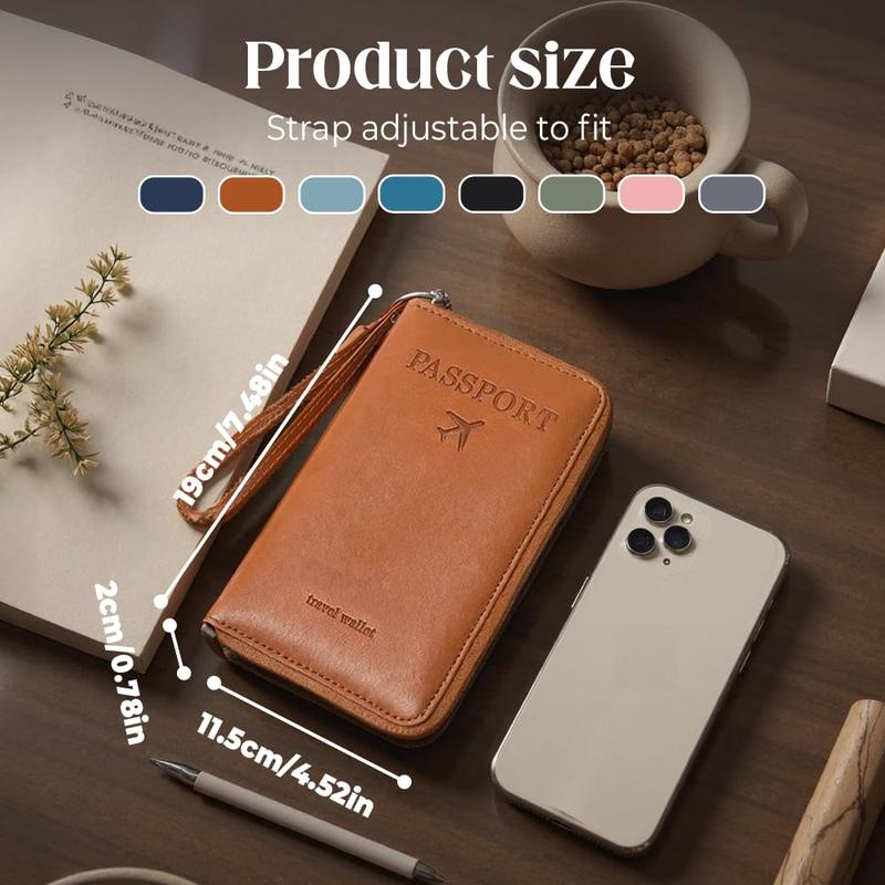 Simple Plain Passport Cases Back To School,  Travel Wallet, Multi-functional Zipper Travel Card Holder, RFID Blocking Card Holder