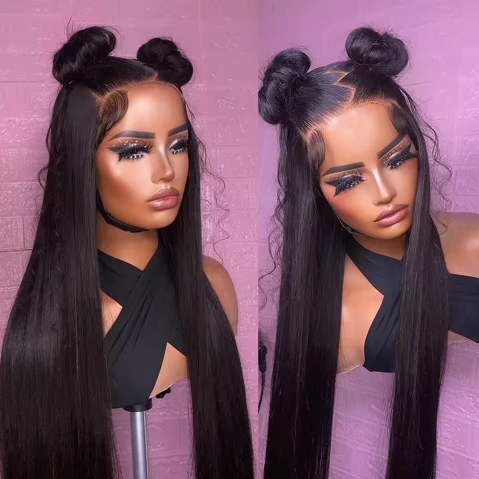 Bling Hair Beautiful Hd Transparent 13x6 Lace Frontal Human Hair Wigs Straight 13X4 Lace Front Wig 32 34 Inch 4x4 Lace Wig For Women Natural Color