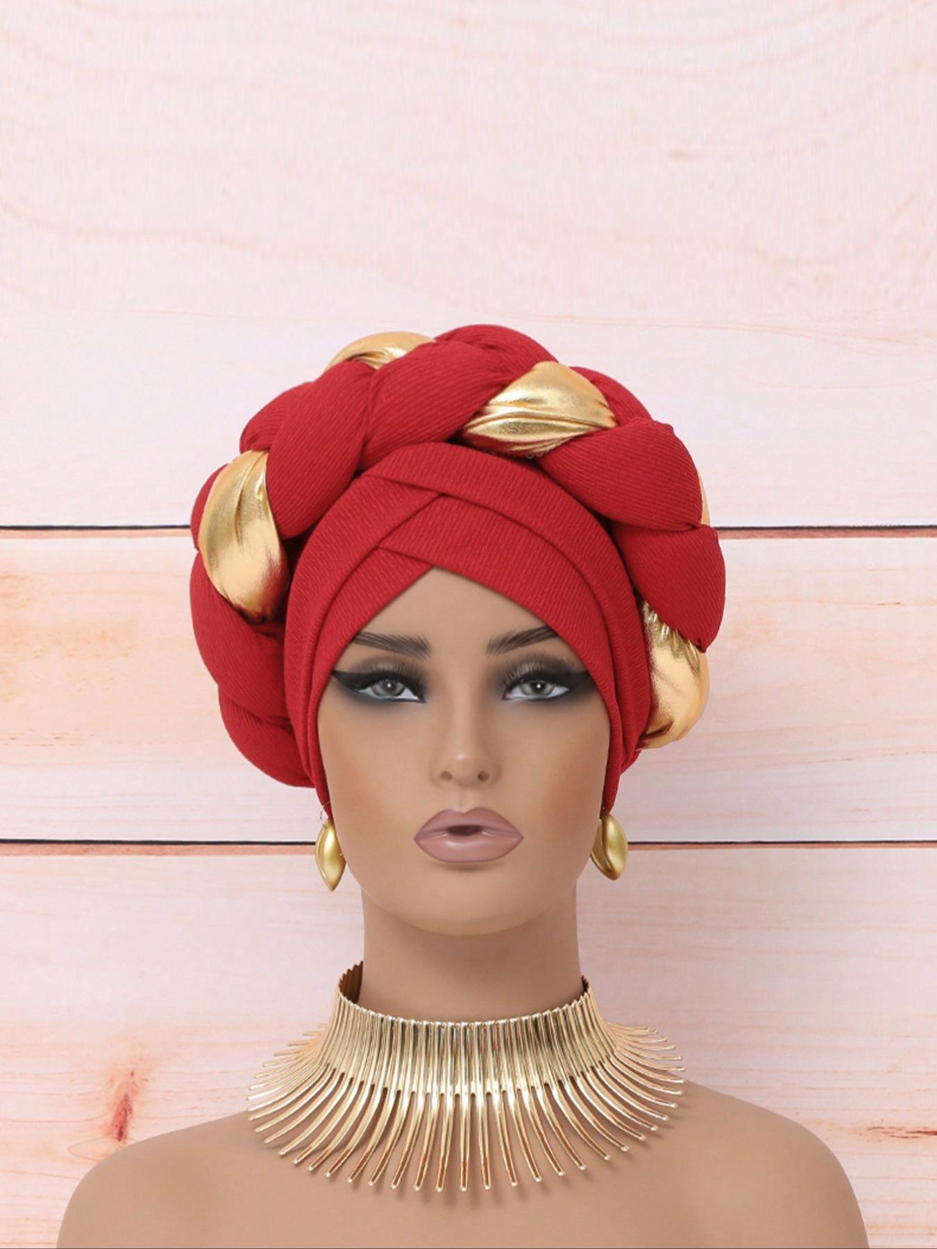 Women's Knitted Headscarf Hat, Braid Design, Puff Ball Style, Comfortable Fit for Daily Wear & Parties, Turban Hijab, Turban Wrap, Fashion Hair Scarves