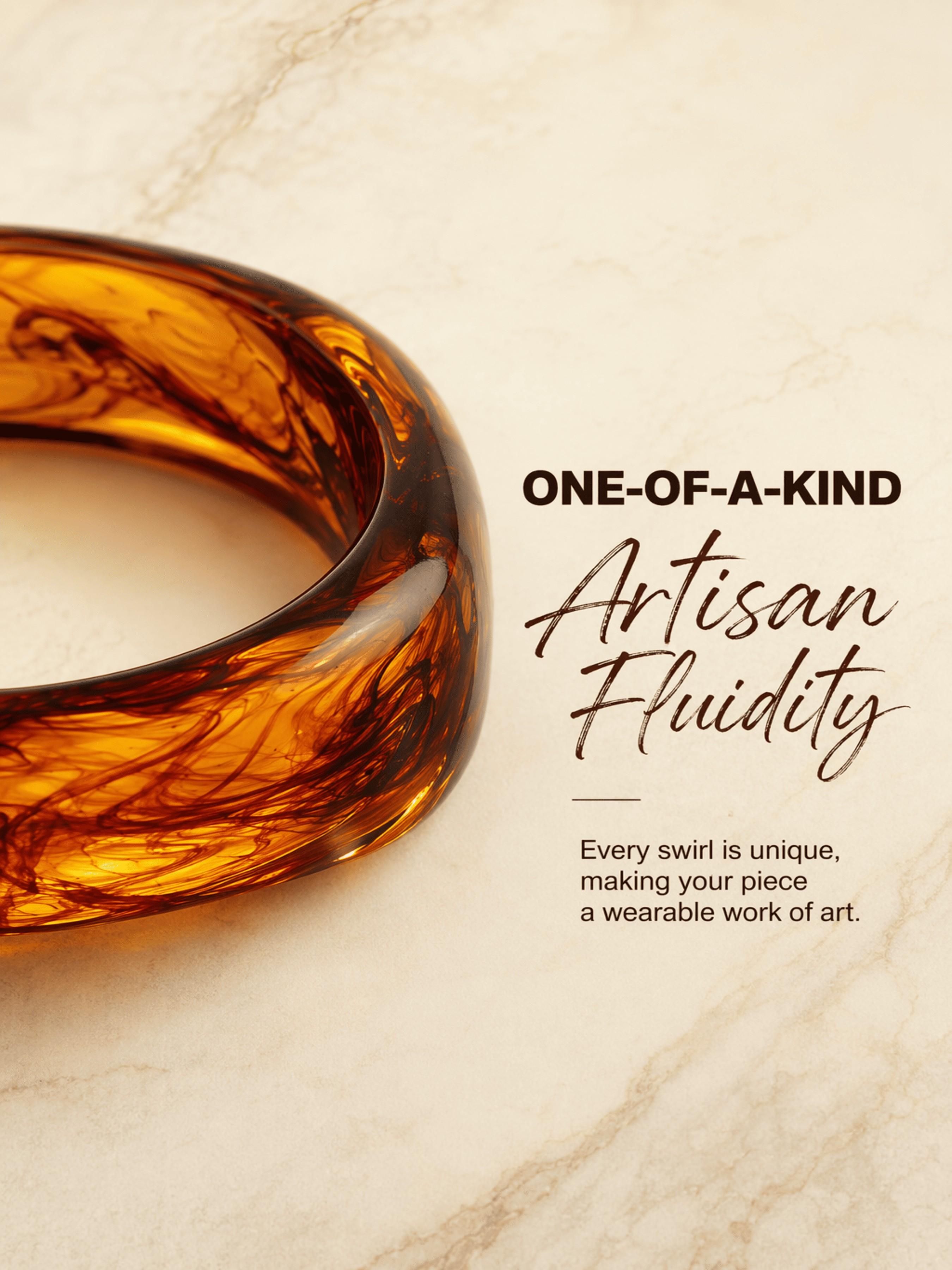 Unique Amber-Effect Irregular Bangle - Stunning Marbled Texture, The Finishing Touch to Your Beach Outfit & The Ultimate Luxury Gift