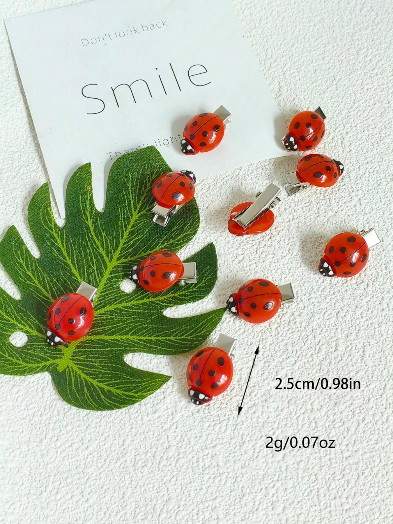 10pcs Cute Ladybug Design Hair Clips, Creative Funny Hair Clips, Fashionable Hair Accessories for Women & Girls, Minimalist Headwear Suitable for Thick Hair