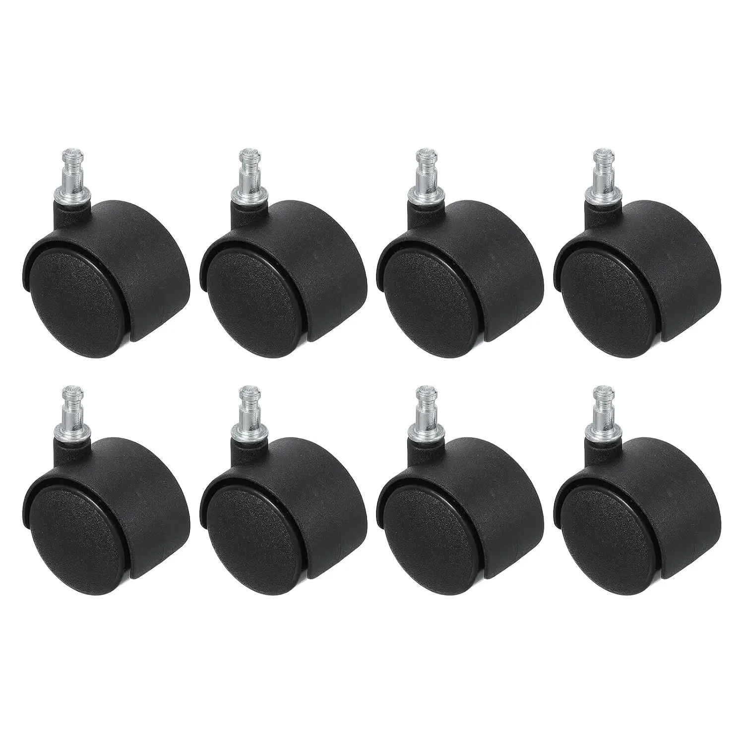 1.5" Office Chair Replacement Wheels, 8 Pcs Heavy Duty Nylon Casters with Universal Stem for Hardwood Floor and Carpet, Black