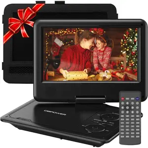11.5" Portable DVD Player, 5-Hour Built-in Rechargeable , 9" Swivel Screen, Support CD/DVD/SD Card/USB, Remote Control, 1.8 Meter  Charger, Power Adaptor and  Headrest (Black)