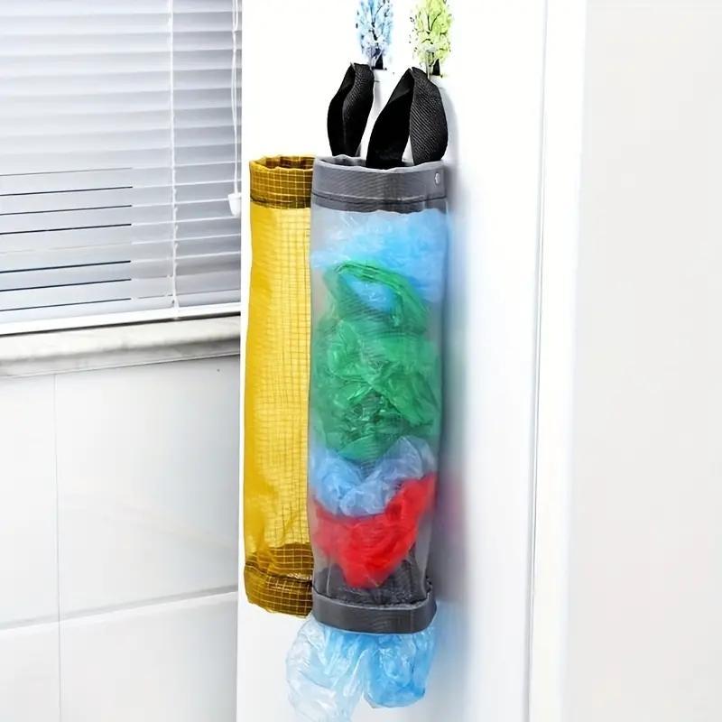 Random Color Mesh Hanging Plastic Bag Holder, 2 Counts Trash Bag Organizer, Mesh Hanging Storage Dispenser, Kitchen Organizer, Kitchen Utensils & Gadgets, Household Items