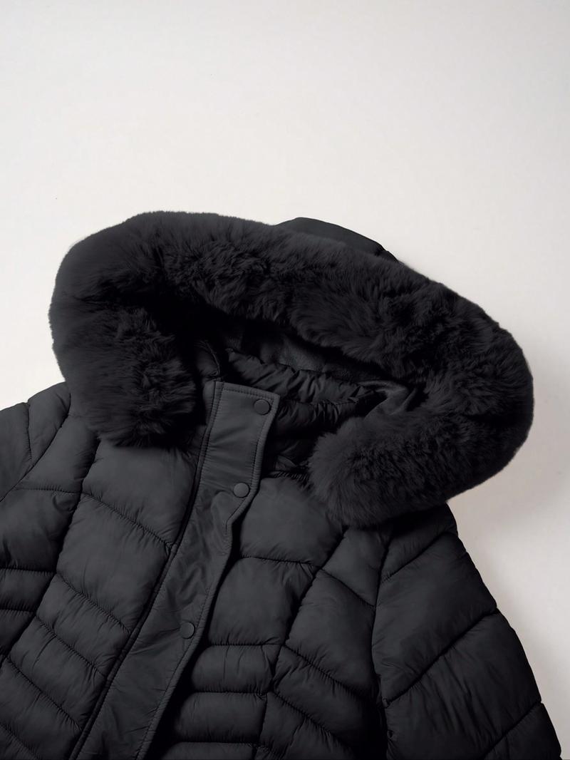 Women's Cotton Jacket Coat, Hooded Fleece Warm Fashion Outerwear, Casual Long Sleeve Pocket Design, Fall & Winter Street Style