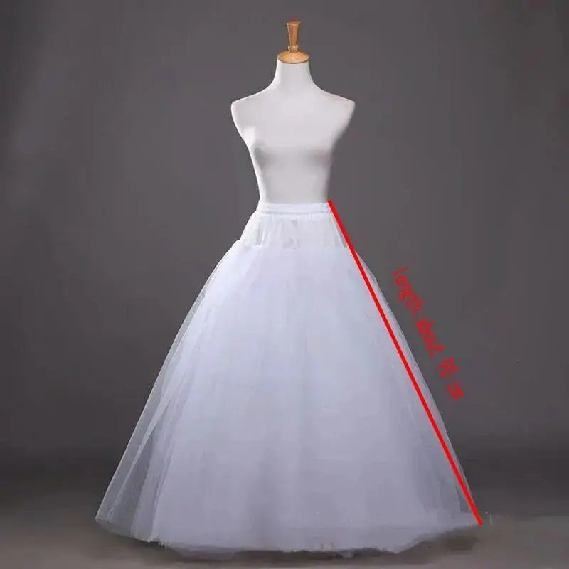 White Tulle Petticoat for A Line Style Wedding Dress 4-Layers No Hoops Bridal Wedding Accessories Long Petticoats Underskirt