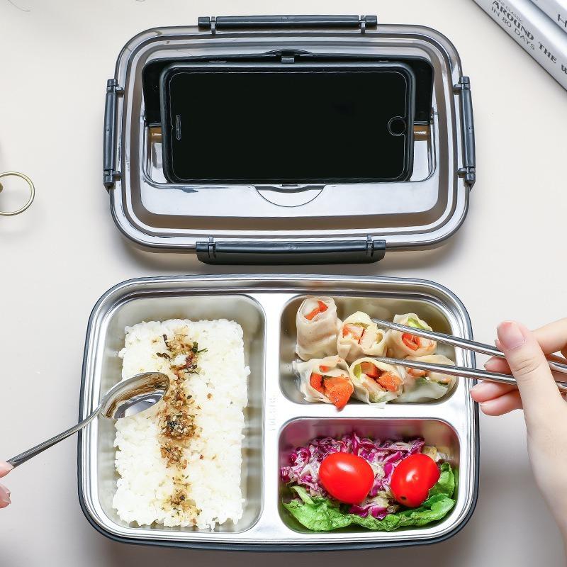 1pc 304 Stainless Steel Lunch Box, Portable Sealed Bento Box for Students & Adults, Large Capacity, Odor-Proof Compartments, Airtight Bento Boxes