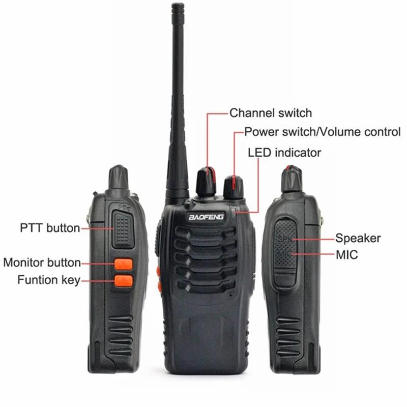 Baofeng 4Pcs BF 888S Walkie Talkie UHF 400 470MHz Long Range Two Way Ham Radios Transceiver for Hunting Hotel