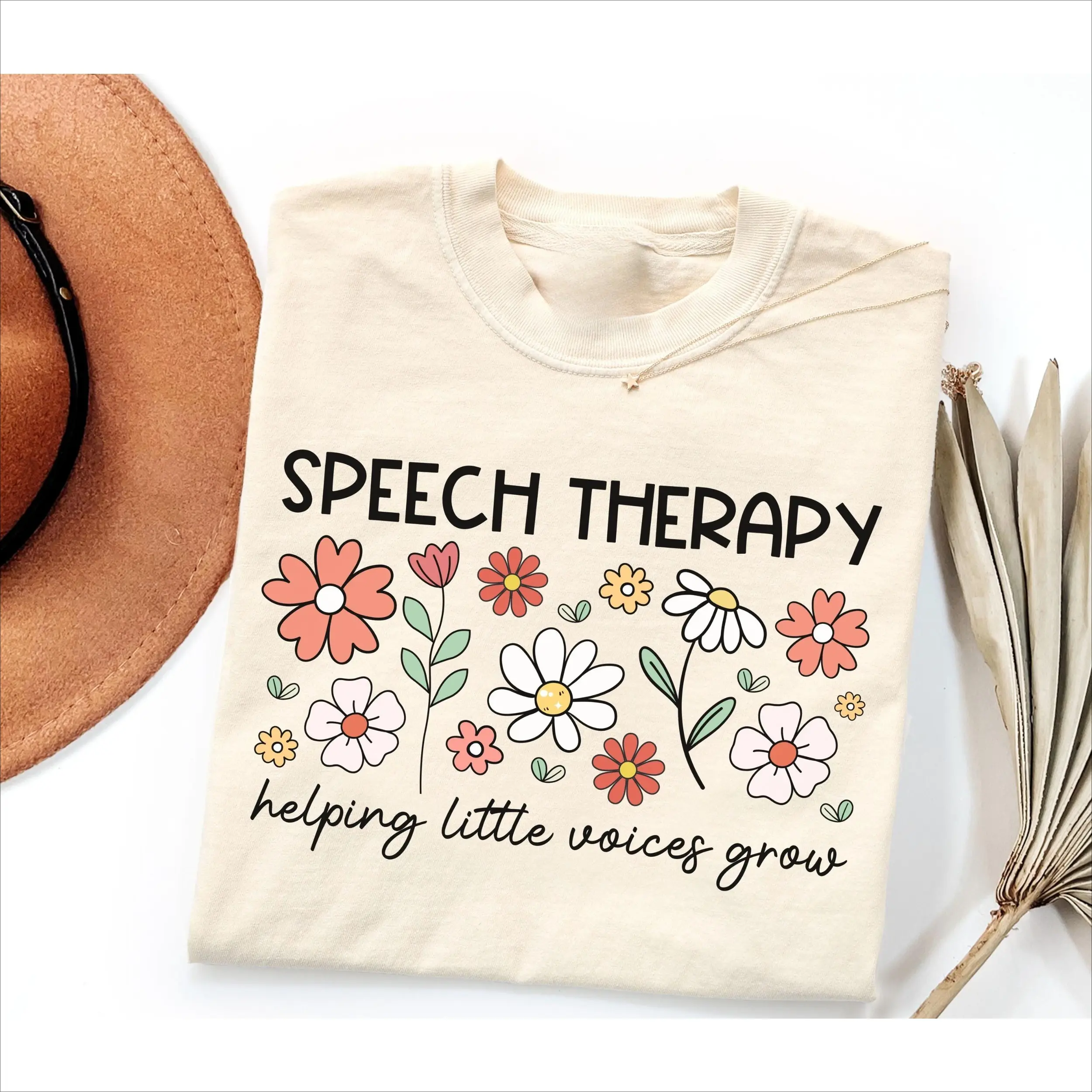 Speech Therapist T-Shirt, Floral Speech Therapy Themed Top, Apparel for Speech-Language Pathologists/Speech Teachers, Women's SLP Top, Cute Therapist Outfit