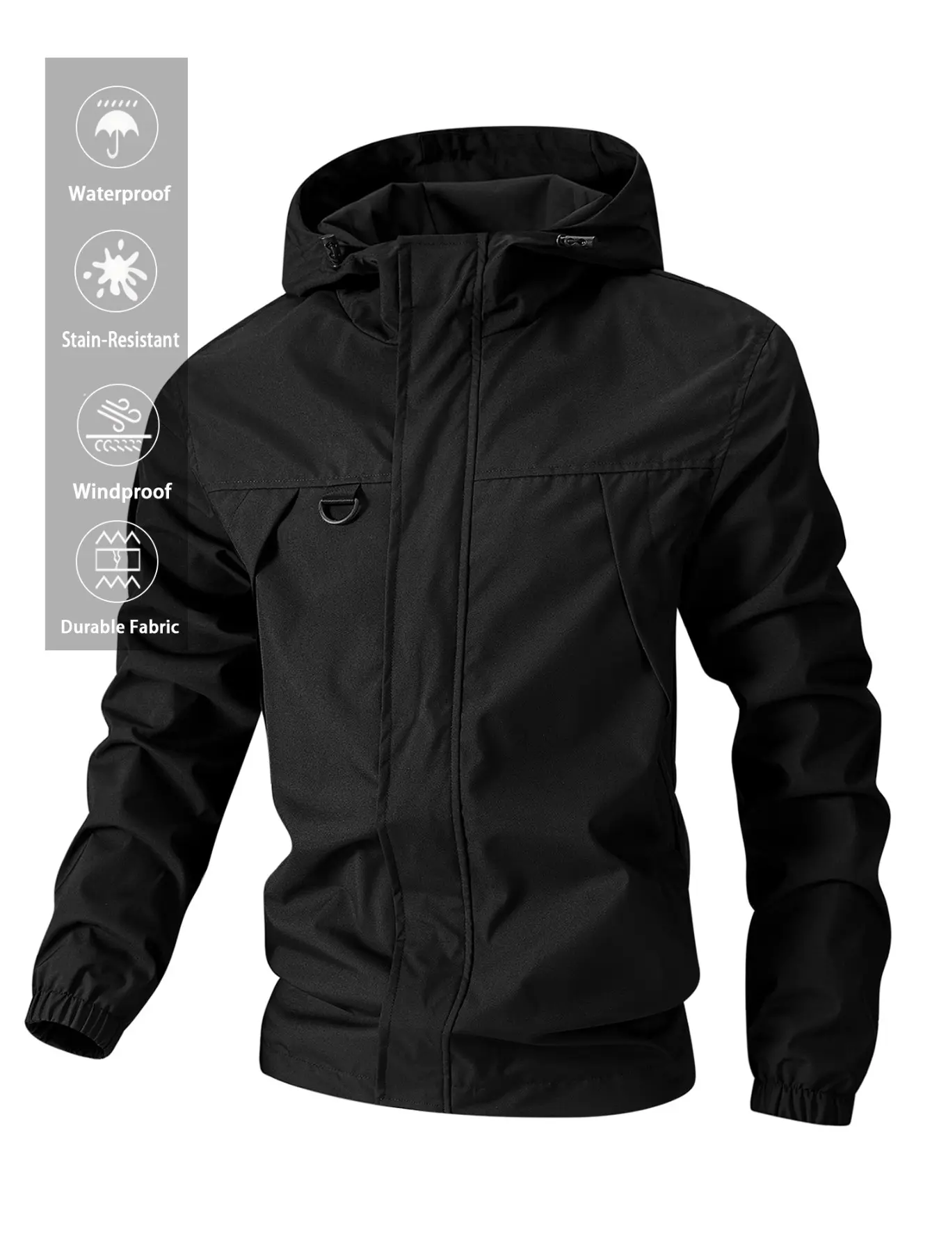 Men's Outdoor Functional Jacket, Hooded Windproof Coat, Mountain Style Casual Wear, Loose Fit Sports Outerwear