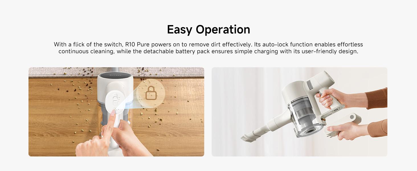 DREAME R10 Pure Cordless Vacuum Cleaner, Stick Vacuum Cleaner for Home, 120AW Powerful Suction, Anti-Tangle, LED Headlights, Up to 60 Mins Runtime, Lightweight for Carpet, Hard Floor, Pet Hair