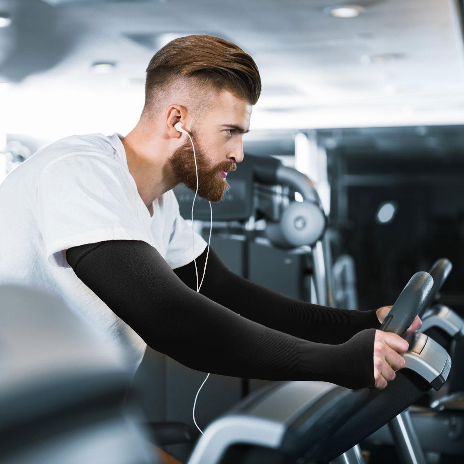 GOUNOD Sun Protection UV Garden Arm Sleeves with Thumb Hole for Men Women UPF 50+ Compression Cooling Football Sleeves Breast Cancer Awareness fallfreshness sport gloves SpringStatements