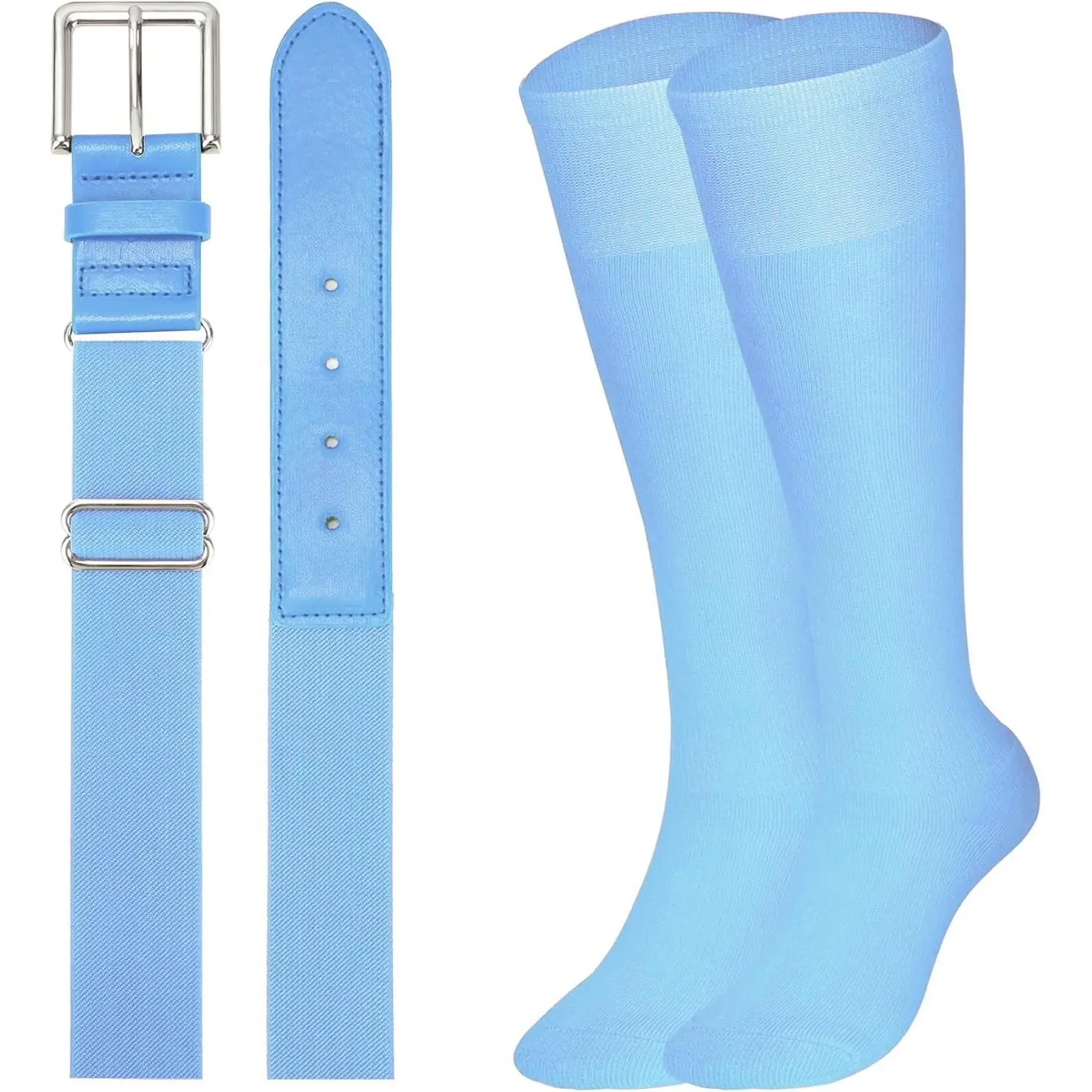 Baseball Softball Socks and Baseball Softball Belt Combo Set Knee-High Soccer Socks for Kids Youth Adult