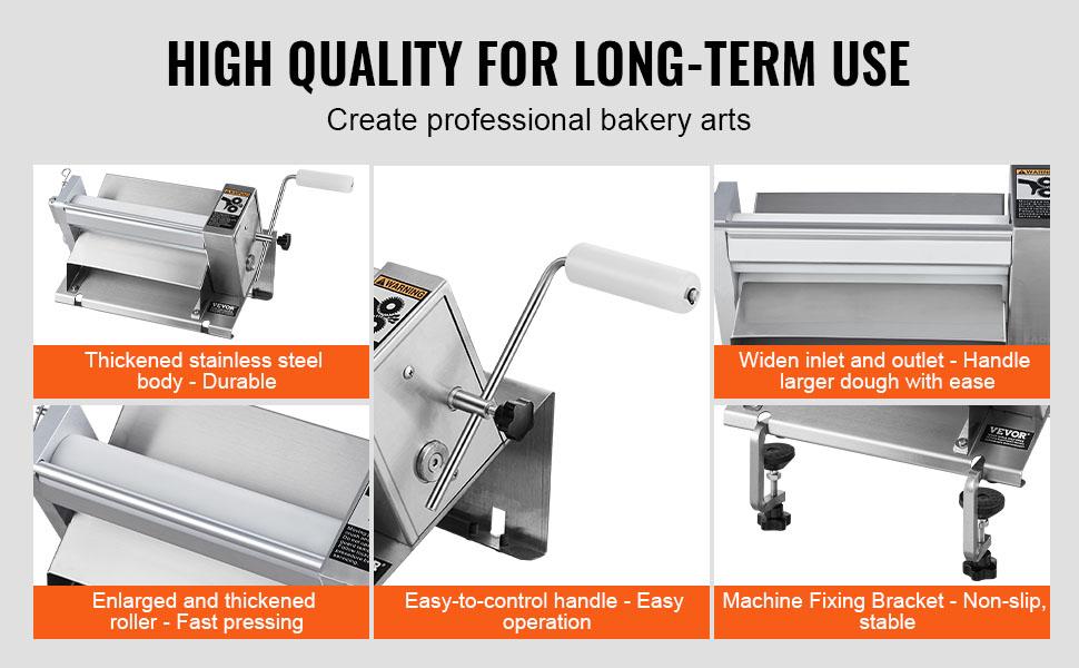 Manual Dough Sheeter Machine, Puff Pastry Sheeter and Fondant Roller, Removable Handle, Panel, Roller for Easy Cleaning, Max 1/2 inch Adjustable Thickness, for Home or Small Commercial Kitchens Manual Dough Sheeter Machine, Puff Pastry Sheeter and Fondant Roller, Removable Handle, Panel, Roller for Easy Cleaning, Max 1/2 inch Adjustable Thickness, for Home or Small Commercial Kitchens