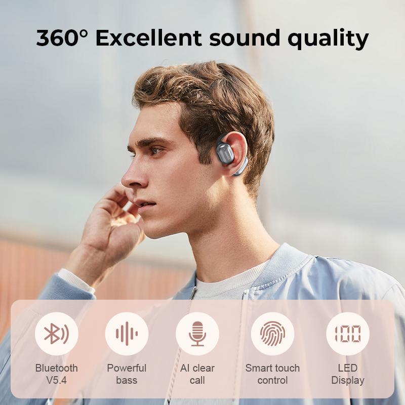 MINISO MS162 OWS Open Ear Bluetooth Earbuds HIFI Sound Quality Music Wireless Earbuds Gaming with Low Latency Wireless Headphones IPX5 Waterprooof OWS Earphones Comfortable Wearing Earbuds Touch Control Built-in Mic Hearphones Compatible With All Phones