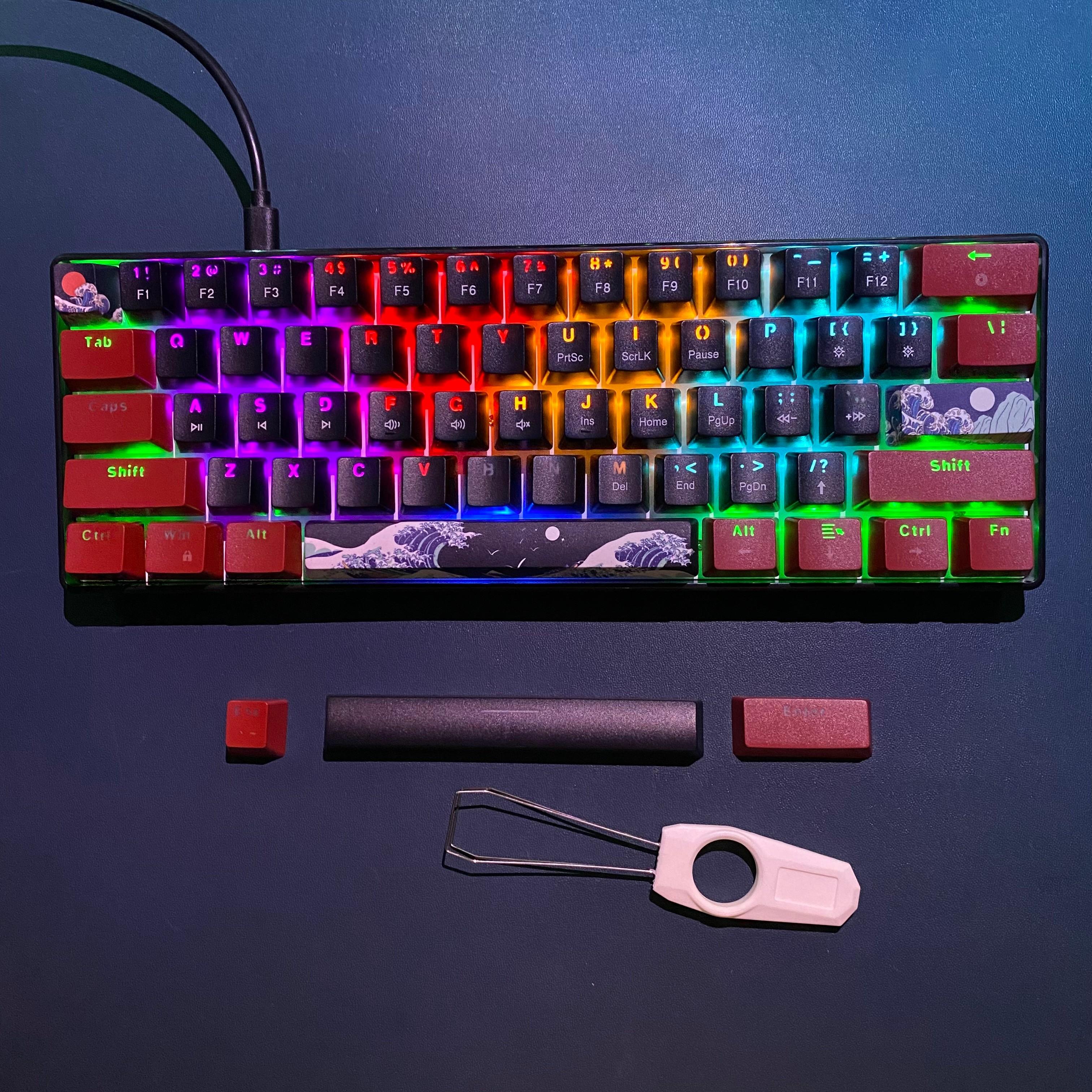 60% Mechanical Keyboard, Gaming Keyboard with Blue Switches, Sea Blue Backlit, RGB Backlit Keyboard, Small Compact Design, Portable 61 Key for Gamers
