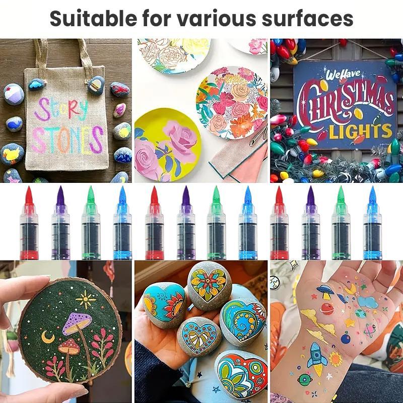 36 Colors Direct Liquld Soft Head Acrvlic Marker Pens.  Acrviic Palnt Markers, Brush Tip Acrylic Paint Pens, Ideal for Canvas, Wood, Stone, and  DIY Crafts