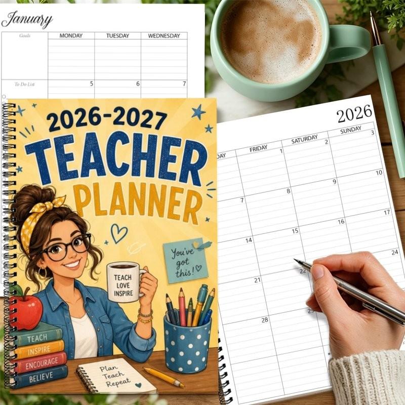 Teacher Planner 2026-2027, Yearly Planner, New Design Teaching Supplies Calendar, Essential Organization Tool for Educators, Must-Have Educational Organizer